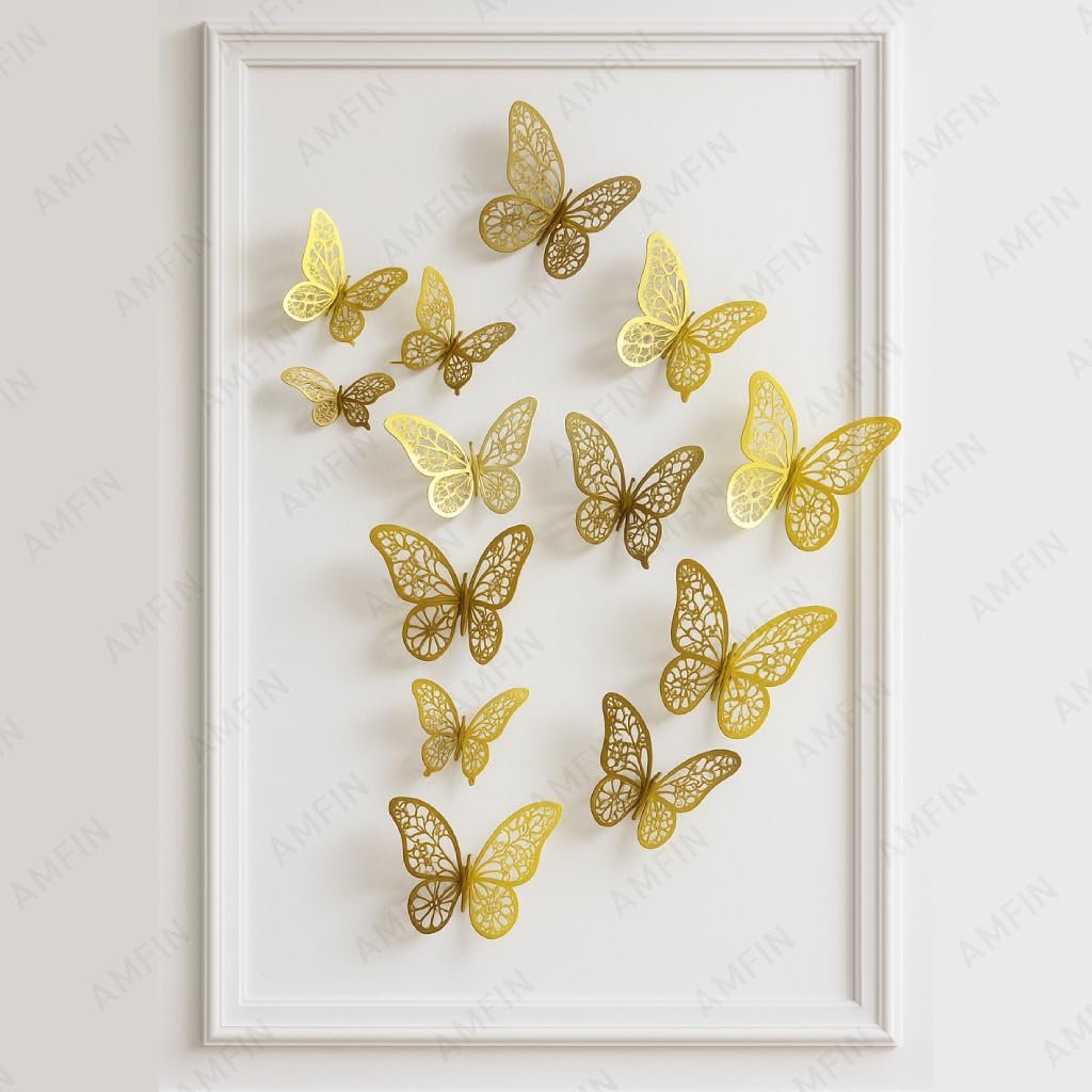 3D Metallic Butterfly Wall Stickers, Art Decor - 1 3D Metallic Butterfly Wall Stickers, Art Decor. - Image 1