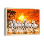 Canvas Big Size 7 Horses Vastu Frame