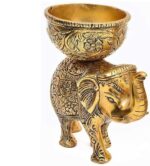 Brass Elephant Urli Bowl Ethnic Design Uruli Pot - Image 6