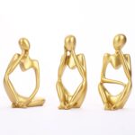 Decorative Abstract Thinker Men Statue Set of 3 Modern Art Showpiece - Image 4