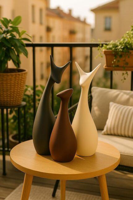 Lucky Deer Family Matte Finish Ceramic Figures