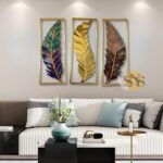 Metal Frame Leaf Set of 3 Wall Art Decorations