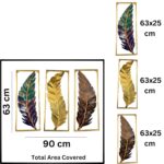 Metal Frame Leaf Set of 3 Wall Art Decorations - Image 2