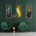 Metal Frame Leaf Set of 3 Wall Art Decorations - Image 4
