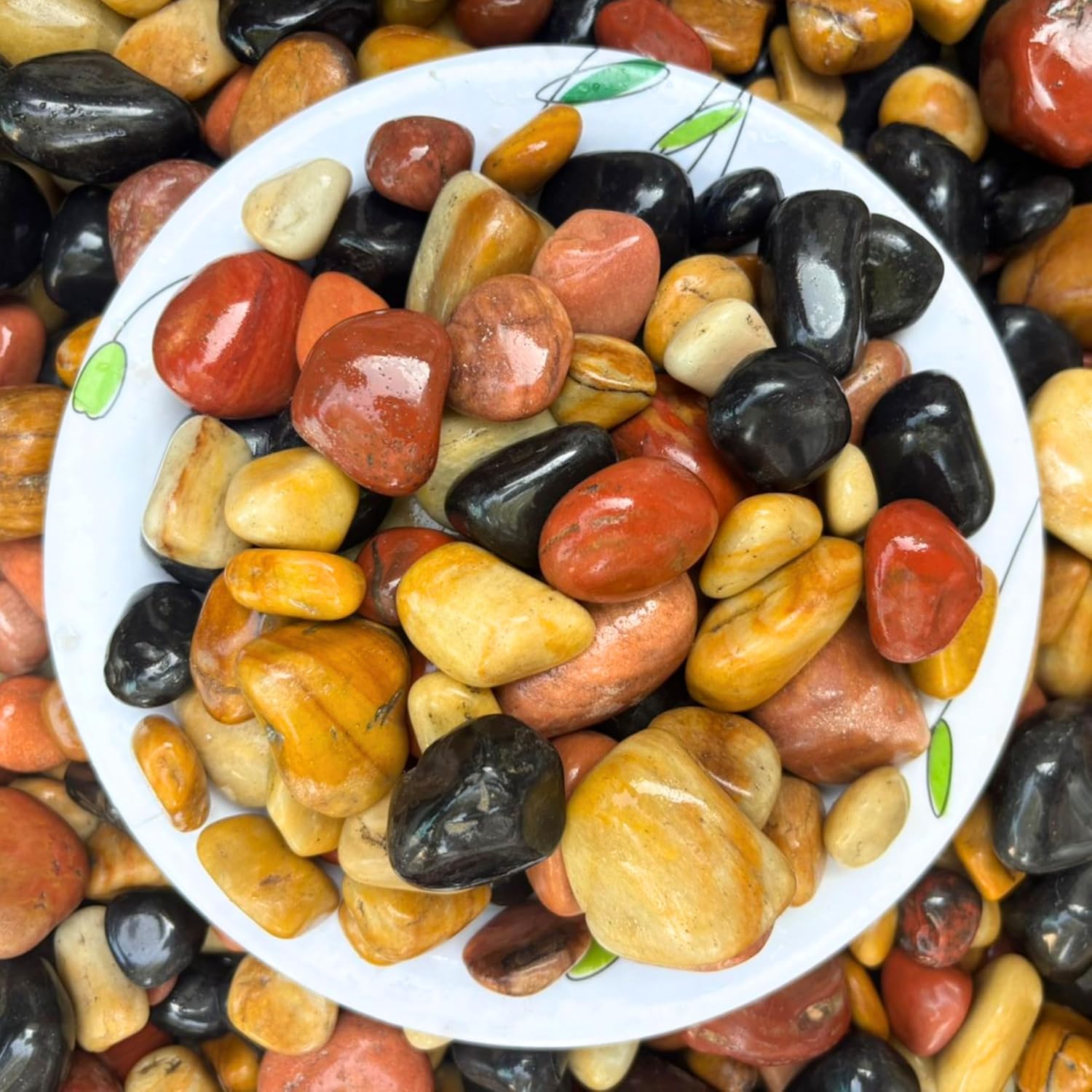 Natural Polish Mix Stone Pebbles - 1 Natural Polish Mix Stone Pebbles - (900gm) Mix - Image 1