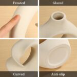 PUREZENTO Unique White Ceramic Donut Vase - Image 3