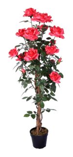 Red Roses with Leaves Artificial Tree Silk Plant. - Image 2