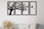 Wooden 3D 4 Pieces Tree Wall Art Panel Frame