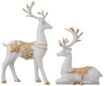 Creative Resin Golden and White Reindeer Sculptures - Image 3