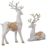Creative Resin Golden and White Reindeer Sculptures - Image 5